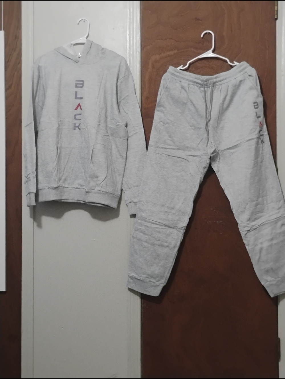 Unbranded Adult Gray Hoodie Sweatpants Set - 'BLACK' Logo Sz Lg